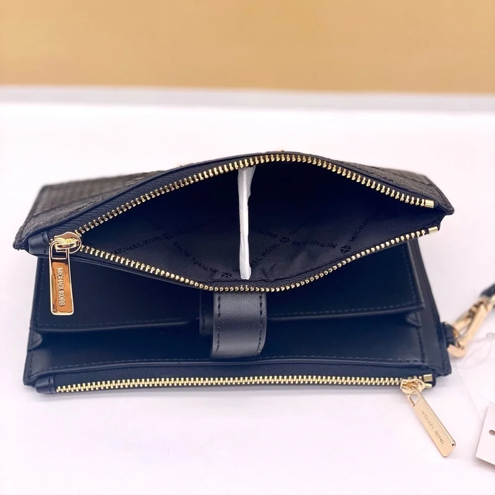 Michael Kors DoubleZip Wallet Wristlet Phone Case Black